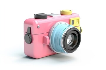Colorful photo camera 3d render on isolated background