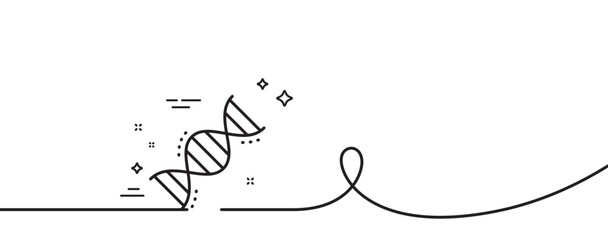 Chemistry dna line icon. Continuous one line with curl. Laboratory analysis sign. Chemical formula symbol. Chemistry dna single outline ribbon. Loop curve pattern. Vector