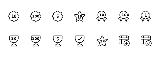 Game point rating icons with medals. Level results vector icon design for the game, UI, banner, design for app, interface, game development, playing cards, slots and roulette, Game medal design. web