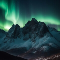 northern lights over the mountin