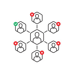 leader search for the best employee like hr icon. flat outline simple trend modern logotype graphic design isolated on white background. concept of making decision or workforce and web online job fair