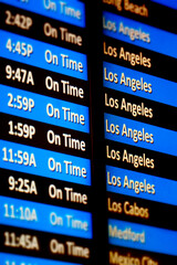 Airline Flights Information Board Arrivals and Departures Traveling Los Angeles