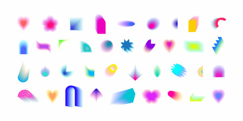 Mental health fluid art vector shapes set isolated