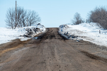 snow covered road in winter
