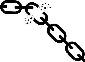 Torn, broken chain icon.
The concept of freedom. Disconnected metal strong link of the chain. Liberation from slavery of imprisonment. Vector illustration