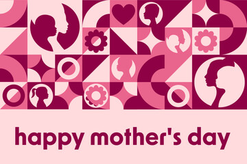 Happy Mother's Day. Holiday concept. Template for background, banner, card, poster with text inscription. Vector EPS10 illustration.