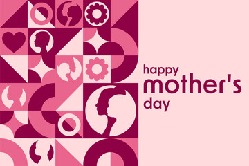 Happy Mother's Day. Holiday concept. Template for background, banner, card, poster with text inscription. Vector EPS10 illustration.