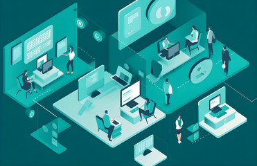 Isometric view of a modern seo office