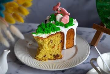 Easter Sunday pastry with icing and chicks