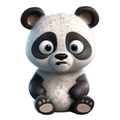 panda, cute 3d cartoon panda isolated on transparent background (generative ai)	