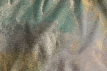 Soft wet watercolor paper texture light and shadow painting wall. Abstract gold nacre and beige...