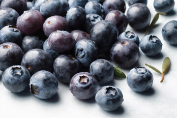 Fototapeta premium Blueberry, Blueberries on a white isolated background, generative ai, Fresh tasty fruit