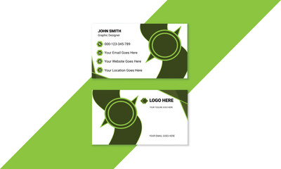  Double-sided creative and modern business card template. Personal visiting card with company logo. It's clean  vector   design ,  layout in rectangle size.