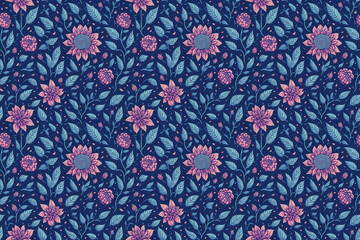 Simple floral pattern. Elegant seamless botanical pattern of spring flowers.