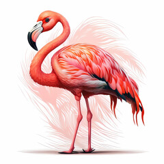 Flamingo CArtoon Illustration. Generative AI