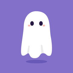 Obraz premium Happy halloween party greeting card with cute ghost. Holidays cartoon character. Trick or treat. Halloween funny cartoon.
