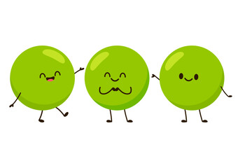 Peas character design. Peas on white background.