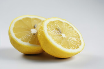  Lemon, Sliced lemon on a white isolated background, generative ai, Fresh tasty fruit