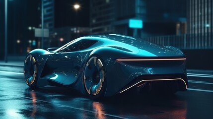 Obraz na płótnie Canvas Futuristic autonomous sports car. Car HUD. Generative AI.