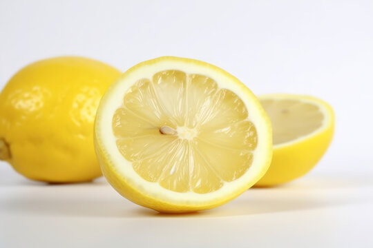  Lemon, Sliced lemon on a white isolated background, generative ai, Fresh tasty fruit