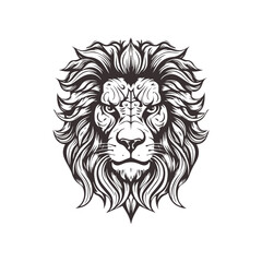 Naklejka na ściany i meble Abstract Lion Head Logo Design with Line Art Graphic Style.