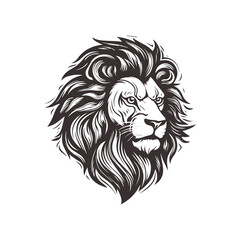 Abstract Lion Head Logo Design with Line Art Graphic Style.