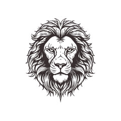 Fototapeta na wymiar Abstract Lion Head Logo Design with Line Art Graphic Style.