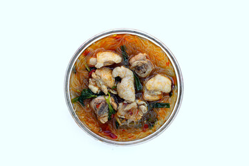 Spicy chicken soup with vermicelli or glass noodle