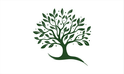 Fototapeta premium Root Of The Tree logo illustration. Vector silhouette of a tree.