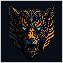 vector image tiger icon with black background