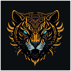 vector image tiger icon with black background