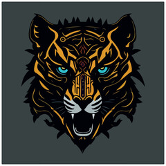 vector image tiger icon with black background