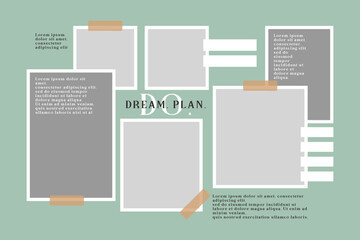 Vector photo collage template moodboard pictures grids vector illustration