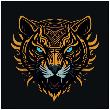 vector image tiger icon with black background