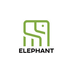 elephant logo with line and abstract design concept
