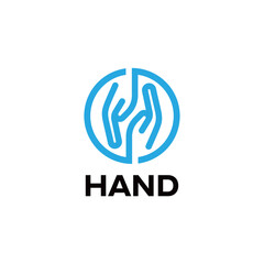 hand logo with flat style concept and line design