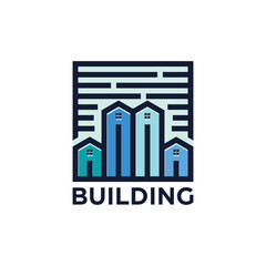 building logo with flat and colorful design concept for real estate