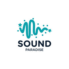 audio logo with wave design concept and fun style graphic