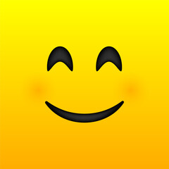 Smile icon template design. Smiling minimalistic emoticon vector logo on a yellow background. Close-up expression of emotion. Vector illustration.