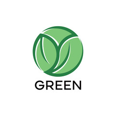 Leaf logo with flat and modern design style