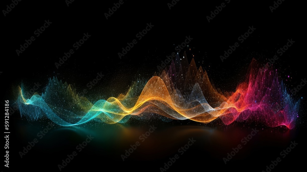 Aufkleber A colorful wave of light on a black background with a black background and a black background with a black background and a black background with a white border. Generative ai