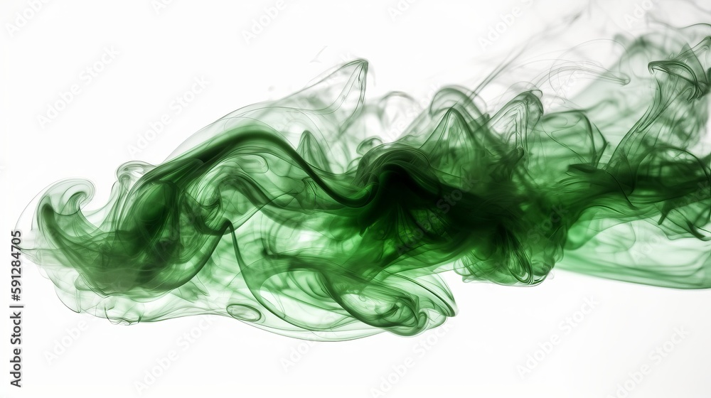 Poster green smoke bomb exploding against white background generative ai