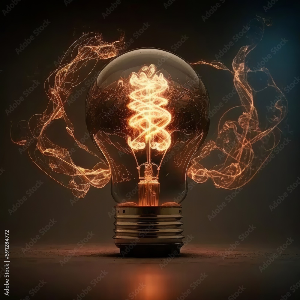 Aufkleber beautiful abstract illustrations lightbulb on a background. generative ai
