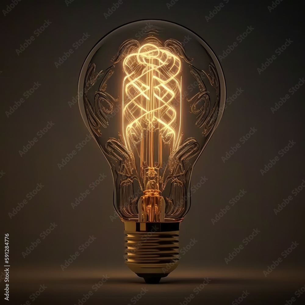 Aufkleber beautiful abstract illustrations lightbulb on a background. generative ai