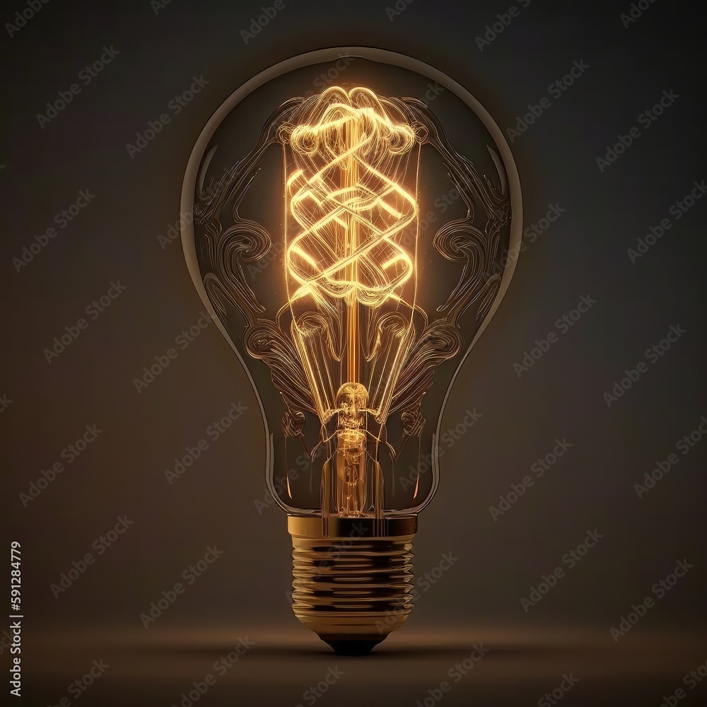 Aufkleber beautiful abstract illustrations lightbulb on a background. generative ai