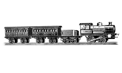 Vintage steam locomotive Illustration 