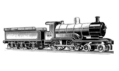 steam locomotive isolated on white