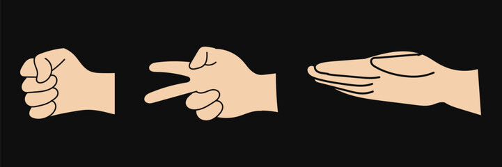 Rock Scissors Paper. dispute Draw. Vector illustration on a white background.