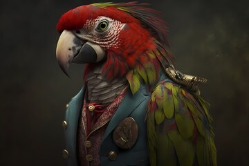 Portrait of a Parrot dressed in a suit - Generative AI