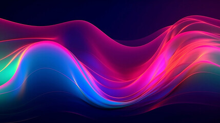 Fototapeta premium Very simple abstract fluid iridescent holographic neon curved wave in motion colorful background 3d render. Gradient design element for backgrounds, banners, wallpapers, posters and covers